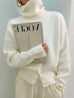 White Daily Long sleeve Turtleneck Regular Fit Sweater | stylewe Womens High Neck Sweater, Vintage Turtle Neck Sweater, Buisness Sweaters, Cheap Sweaters Online, Pull Crochet, Pullover Mode, Ladies Turtleneck Sweaters, Mode Casual, High Neck Sweater