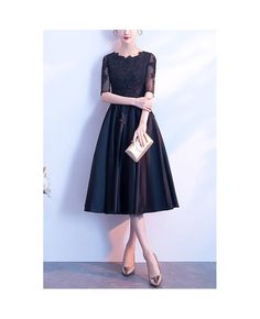 Get 10% off now! Buy modest black lace homecoming dress with appliques sleeves at cheap price online. Free stable shipping and pro custom service since 2009. Black Lace Evening Dress For Banquet, Black Dresses For Homecoming And Prom Season, Black Lace Dress For Banquet, Black Dress With Lace Bodice, Black Short Sleeve Prom Dress, Black Short Sleeve Dress For Prom, Black Short Sleeve Prom Evening Dress, Black Short Sleeve Dress For Prom Season, Elegant Black Lace Prom Dress