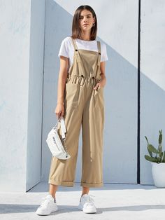 Shein Jumpsuit, Pink Preppy, Overall Jumpsuit, Trendy Dress Outfits, Shein Dress, Easy Trendy Outfits, Casual Style Outfits, Trendy Dresses, Flap Pocket