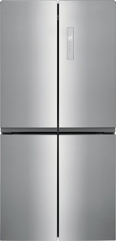 a stainless steel refrigerator freezer with four doors