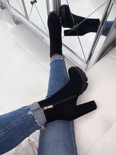 Laticia Booties- Black Nubuck – Atlanta Shoe Studio Boty Nike, Skor Sneakers, Shoes Heels Classy, Cute Shoes Heels, Latest Shoe Trends, Girly Shoes, Fashion Heels, Crazy Shoes, Pretty Shoes