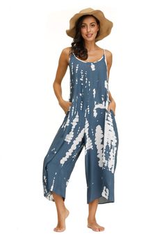 PRICES MAY VARY. Cotton and rayon blend, the fabric is breathable, feels soft , comfortable and lightweight not see through . Adjustable Spaghetti strap jumpsuit, sleeveless jumpsuit for women, wide leg pants, two sides pockets, long romper for women. Very casual and sexy jumpsuits for women. The jumpsuit for women is nice to match with a hat, a pair of sandals and necklace etc. It could be wear to any day event, casual and sexy clothing for your own wardrobe. Floral printed and Solid design mak Women Wide Leg Pants, Beach Long Dress, Flower Jumpsuit, Spaghetti Strap Jumpsuit, Boho Floral Maxi Dress, Spaghetti Strap Rompers, Tie Dye Jumpsuit, Long Beach Dress, Long Romper