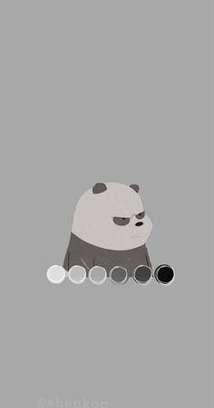 a panda bear is sitting in the middle of some circles and has his eyes closed