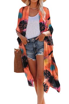 PRICES MAY VARY. Material:Polyester Features: Stripe,Leopard,Floral, Printed,Oversized. Perfect for casual, Home, Office, Going out, Daily wear, Party, Beach, Swimwear, Street wear This kimono cardigan is perfect for throwing on over your favorite tops and shorts and skirts, over a tunic and leggings, or casual dresses. Some of customers get so many compliments when they every time wear this kimono cardigan. Tropical Clothing For Women, Printed Beach Cardigan, Summer Casual Printed Cardigan, Casual Printed Summer Cardigan, Fall Vacation Printed Cardigan, Casual Printed Cardigan For Vacation, Summer Open Front Printed Cardigan, Casual Open Front Printed Cardigan, Summer Printed V-neck Cardigan