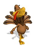 a cartoon turkey with big eyes and an angry look on it's face, standing in front of a white background