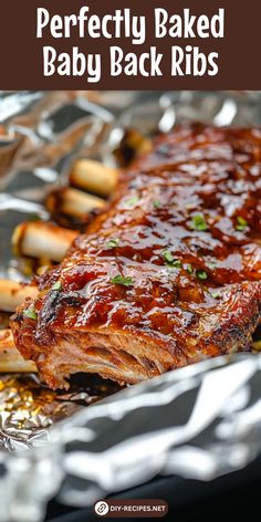 baked baby back ribs with bbq sauce on top