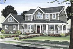 this is an artist's rendering of these country house plans for the front of their home