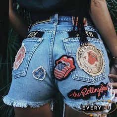 Casual Middle Waist Decorative-patch Jeans Fest Outfits, Bohemian Inspiration, Instagram Baddie, Estilo Hippie, Diy Vetement, Kleidung Diy, Mode Boho, Moda Boho, Stil Inspiration