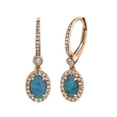 14K gold with 0.90-carat diamond and oval opal dangle drop earrings. Model Number: SDL55020756WY Diamond Fashion Rings, Studded Necklace, Jewelry Appraisal, Leverback Earrings, Diamond Drop Earrings, Diamond Drops, Deco Jewelry, Opal Earrings, Art Deco Jewelry