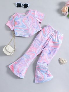 Multicolor Casual Collar   Marble  Embellished Slight Stretch  Young Girls Clothing Clothes For Ten Year Olds, Frock Style, Kids Dress Wear, Cute Dress Outfits, Fashionista Clothes, Easy Trendy Outfits, Kids Set, Simple Trendy Outfits