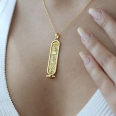 Cartouche Necklace, Egypt Design, Egyptian Gifts, Egyptian Necklace, Ancient Egypt Art, Egyptian Hieroglyphics, Egypt Art, Dope Jewelry, Name Jewelry