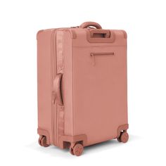 By looking at capacity, maneuverability, and durability, the designers here at Dagne Dover perfected this smaller pink checked luggage to fit the needs of everyone. Modern Pink Luggage With Sleeve, Pink Luggage With Sleeve For Business Trips, Modern Pink Rectangular Luggage, Pink Luggage With Sleeve For Overnight Trips, Pink Luggage With Luggage Sleeve For Overnight Trips, Luxury Pink Luggage With Sleeve, Dagne Dover, Checked Luggage, You Bag