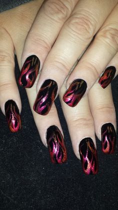 Flame Nail Art, Fingernail Designs, Gothic Nails, New Nail Designs, Her Nails, Winter Nail Designs, Get Nails, Nail Polish Designs