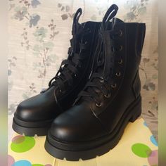 Brand New In Box Brand: Soda Shoes Women's Size 8.5 Black Gothic Combat Boots W/ 1in Heel. Love The Gothic Touch These Would Bring To Any Outfit Not To Mention The Major 90's Vibes! Originally $65 (Note: The Box That They Will Come In And Is Pictures Above Is Actually The Wrong Box, But They Fit Nicely In There For Safe Keeping Lol) 90's Vibes, Soda Shoes, 90s Vibes, The Gothic, Lace Up Boots, Shoe Brands, Shoe Laces, Combat Boots, Womens Sizes