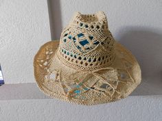 Natural fiber sunhat with ribbon Crocheted Can be packed when travel Shape can be manipulated Condition is great - very clean One size fits all Cream Crochet Hat For Beach, One Size Fits Most, Cream Crochet Beach Hat One Size Fits Most, Cream Crochet Hat For Beach, Cream Crochet Beach Hat One Size, Cream Fedora For Beach, One Size Fits Most, Western Cream Sun Hat For Vacation, Western Style Cream Sun Hat For Vacation, Summer Beige Crochet Sun Hat, Country Style Cream Sun Hat For Beach