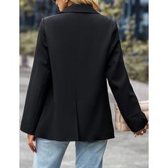 Black Padded Shoulder Single Button Slim Fit Blazer Slim Fit Blazer, Slim Fit Blazers, Black Blazer, Belleza Natural, Classic Black, All Black, Long Sleeve Blouse, Cotton Blend, Slim Fit