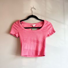 Nwt H&M Pink Scoop Neck Shirt Sleeve Crop Top Size - Xs Condition - Nwt Sold By - H&M H&m Casual Pink Tops, Casual Pink H&m Top, Pink Scoop Neck Crop Top For Spring, H&m Pink Summer Tops, Pink Cotton Scoop Neck Crop Top, Pink Cotton Crop Top With Scoop Neck, Summer Pink H&m Tops, H&m Stretch Summer Tops, Pink Fitted Tops For Everyday