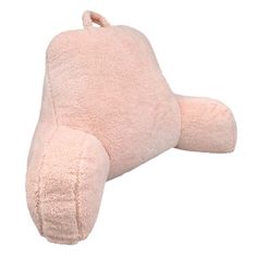 a pink teddy bear pillow on a white background