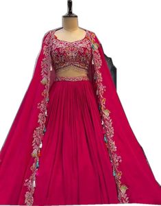 Pink Dola Silk Lehenga With Dabka Work, Pink Floor-length Art Silk Choli, Pink Art Silk Lehenga With Dabka Work, Pink Fitted Lehenga With Dabka Work, Pink Art Silk Lehenga With Unstitched Blouse, Pink Dabka Work Choli In Dola Silk, Pink Dola Silk Anarkali Set With Unstitched Blouse, Pink Dola Silk Choli With Dabka Work, Dark Pink Lehenga