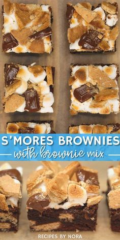 s'mores brownies with chocolate and marshmallows are the perfect dessert