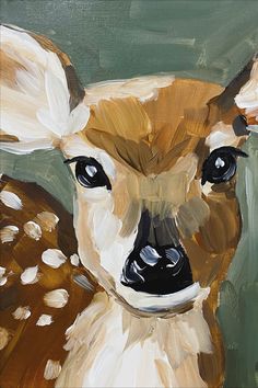 an oil painting of a deer's face