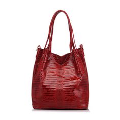 genuine leather alligator print shoulder bag Alligator Print, Crocodile Bags, Genuine Leather Totes, Snake Patterns, Women Bags Fashion, Tote Pattern, Fashion Advice, Alligator, Leather Tote