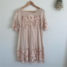 Babydoll Style Peachy Pink Dress, Size 8 No Longer Sold By Anthropologie Apricot Bohemian V-neck Dress, Fairycore Coquette, Babydoll Style, Peach Dress, Anthropologie Dresses, Anthropologie Dress, Peachy Pink, Farm Girl, Pink Orange