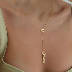 14K Solid Gold Name Necklace with Heart/Star Symbol, Personalized Name Necklace, Name Necklace, Bridesmaid Gift, Christmas Gifts NAME NECKLACE WITH STAR / HEART   ★ Made to Order   ★ Dimensions: Heart 9x8mm Name 8x32mm based on font   ★ Material: High Quality 925 Silver, 14K Solid Gold   ★ Colors: Gold, Rose Gold, White Gold   ★ Features: Handmade, Nickel-free, Tarnish-resistant, Hypoallergenic, Handcrafted with eco-friendly materials   ★ Packaging: Ready to Gift in a Jewelry Box HOW TO ORDER:   1️⃣ Select material and color   2️⃣ Choose Chain Length.   3️⃣ Enter Name, Font Number and STAR or HEART in the Personalization Box CHAIN SIZE GUIDE:    ➤ 12" Necklace: Fits comfortably on children; may be short for adults    ➤ 14" Necklace: Fits like a choker    ➤ 16" Necklace: Sits at the collarb Name Necklace For Wedding Christmas Gift, Name Necklace For Wedding Gift, Mother's Day Party Name Necklace, Valentine's Day Party Name Necklace, Heart Shaped Name Necklace For Birthday, Heart-shaped Name Necklace For Birthday, Custom Name Heart Necklace As Personalized Gift, Customizable Party Necklaces, Heart Shaped Name Necklace For Wedding