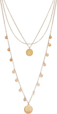 Panacea Layered Circle Pendant Necklace | Nordstrom Gold-tone Dangle Charm Necklaces, Gold-tone Plated Chain Necklace With Round Pendant, Gold-tone Gold Plated Coin Necklace With Clavicle Chain, Gold-tone Plated Pendant Chain Necklace, Gold-tone Coin Necklace With Clavicle Chain, Elegant Gold-tone Necklaces With Dangling Charms, Gold-tone Metal Layered Necklace With Clavicle Chain, Elegant Necklace With Dangling Charms And Round Pendant, Gold-tone Layered Clavicle Chain Necklace