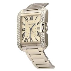 Cartier Tank Anglaise Ref. 3506 18k White Gold Diamond Bezel Watch For Sale at 1stDibs | cartier tank diamond bezel, cartier tank anglaise watch, cartier tank anglaise diamond