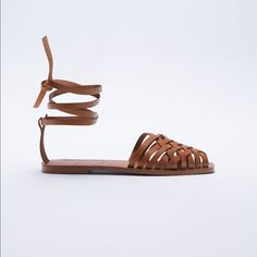 Genuine Zara New With Tag Material: Cow Leather Color: Brown Durable Leather Sandals, Love Weaving Pattern. Looks Great With Most Warm Weather Outfits.. Euro Size 37(6.5), 38(7.5), 41(10) Brown Leather Lace-up Sandals With Ankle Tie, Brown Leather Ankle Tie Lace-up Sandals, Brown Leather Sandals With Ankle Tie, Leather Ankle Tie Lace-up Sandals For Beach, Brown Leather Ankle Tie Sandals, Leather Lace-up Ankle Tie Sandals For Beach, Summer Leather Lace-up Sandals For Vacation, Leather Ankle Tie Lace-up Sandals For Vacation, Summer Lace-up Leather Sandals For Vacation