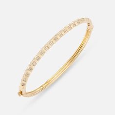 Pinstripe Strength Knife Edge Diamond Bangle Bracelet - At Present Luxury 14k Gold Stackable Cuff Bracelet, Luxury Stackable 14k Gold Cuff Bracelet, Luxury 14k Gold Stackable Bangle, Stackable Yellow Gold Diamond Bangle, 14k Gold Diamond Bangle, Diamond Bangle Bracelet, Diamond Bangles Bracelet, Stackable Bracelets, Diamond Bangle