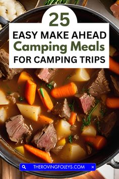 Planning meals for your next camping trip? ️ Check out these 25 Easy Make Ahead Camping Meals that include delicious camping dinner ideas make ahead and make ahead camping lunches. Save this pin for stress-free meal prep with pre-prepped camping meals that everyone will love!