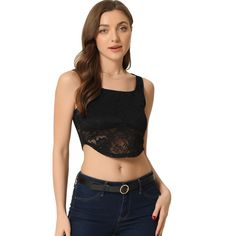 Elevate your evening ensemble with the Allegra K Women's Sleeveless Semi-Sheer Floral Lace Crop Tank Top. Perfect for parties and clubbing, this exquisite piece showcases a delicate floral lace design that subtly plays with transparency to offer a hint of allure.

- Material: Floral lace
- Color: Black
- Size: X-Large
- Gender: Female
- Age Group: Adult

This top pairs seamlessly with fitted trousers or short skirts, creating a sophisticated yet seductive look. Its semi-sheer construction and in Sleeveless Crop Top With Lace Trim For Party, Fitted Sleeveless Tank Top With Lace Patchwork, Lace Top With Built-in Bra For Night Out, Lace Cami Tank Top For Party, Fitted Cami Top With Lace Patchwork, Spring Lace Tank Top With Built-in Bra, Sleeveless Lace Patchwork Crop Top, Fitted Party Vest Crop Top, Sleeveless Lace Crop Top With Lace Trim