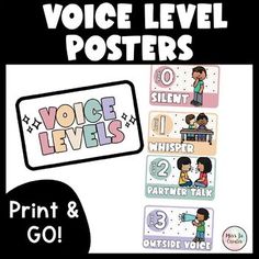 a poster with the words voice level posters