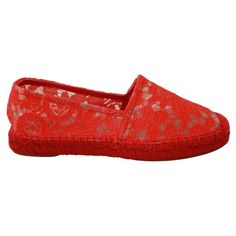 Step Out In Style With These Stunning Dolce & Gabbana Espadrilles Flat Shoes. Originating From Italy, These Shoes Boast Not Just The Quality And Craftsmanship Associated With The Brand, But Also Offer A Bold Red Hue That Is Sure To Turn Heads. Complete With A Leather Sole And Adorned With The Emblematic Logo Detail, They Effortlessly Blend Comfort With High Fashion. Material: 39% Cotton, 5% Pa, 56% Viscose Color: Red Leather Sole Made In Italy We Are A Small Business Located In Beautiful Minneap Lace Espadrilles, Espadrilles Shoes, Dolce Gabbana Shoes, Top Design Fashion, Cotton Viscose, Flat Espadrilles, Red Lace, Dolce & Gabbana, Flat Shoes