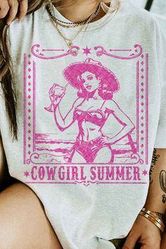 COWGIRL SUMMER WESTERN GRAPHIC T-SHIRTPREMIUM COTTONUNISEX SIZINGCLASSIC FITMade In: USAFabric Contents: 100% Cotton White Print Text T-shirt For Summer, White Letter Print Tops For Summer, White Letter Print Top For Summer Adventures, White Screen Print T-shirt For Summer, White Summer Tops With Funny Print, Summer White Print T-shirt With Text, White Tops With Funny Print For Summer, White Print T-shirt With Text For Summer, White Graphic Print Top For Summer