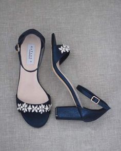 Blue Open Heel Block Heels For Formal Occasions, Blue Block Heels Wedding, Blue Wedding Shoes With Heel Strap And Block Heel, Blue Wedding Shoes Low Heel, Blue 4-inch Heel Block Heels For Party, Blue Wedding Shoes With 4-inch Heel For Evening, Navy Blue High Heels, Blue 4-inch High Heel Block Heels, Block Heels Wedding