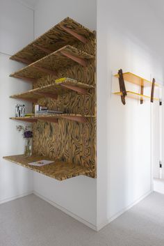 the shelves are made out of wood