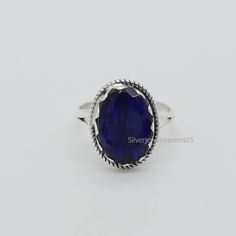 Kashmiri Blue Sapphire Ring, Sterling Silver Rings, Engagement Ring, Blue Gemstone Ring, Handmade Ring, Sapphire Jewelry, Birthstone Rings. 》D E T A I L S《 ✦Stone: Blue Sapphire (Lab Created) ✦Shape: Oval ✦Size: 10x14 mm ✦Weight:- 3.50 Gram Approx ✦SKU: SE-1602 》A B O U T S T O N E《 ♥ Blue Sapphire suits you, the gemstone can bless you with abundant wealth, good luck, and prosperity. ♥ A well-suited Neelam stone can show miraculous results even during the Sade sati period. 》C U S T O M I Z E O R D E R《 We accept custom and personalized order. It can be change in the gemstone, ring design and ring size. Please send us message if you are interested in a custom creation. 》 P A C K A G I N G 《 Your jewelry will be nicely packaged. If one or more items are gifts, please leave us a note at check Blue Amethyst Gemstone Ring, Blue Emerald Sterling Silver Ring Gift, Sapphire Crystal Gemstone Ring In Sterling Silver, Handmade Blue Emerald Ring For Anniversary, Handmade Blue Emerald Anniversary Ring, Blue Oval Amethyst Ring In Sterling Silver, Blue Amethyst Ring In Sterling Silver For Gift, Abundant Wealth, Engagement Ring Blue Stone