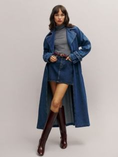 You make it look easy. The Hayes is a double breasted trench coat with a collar. Denim Outerwear With Belt Loops For Work, Denim Outerwear For Work, Relaxed Fit Recycled Denim Outerwear For Work, Fall Denim Blue Rigid Denim Outerwear, Spring Denim Jeans With Belt, Casual Denim Outerwear With Belt Loops, Denim Jeans With Belt For Spring, Fall Dark Wash Rigid Denim Outerwear, Fall Denim Belted Outerwear