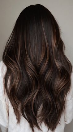 Top 31 Winter Hair Colors for Brunettes: Stylish Ideas to Keep You On-Trend This Season Dark Brown Lowlights On Light Brown Hair, Black Hair With Chestnut Balayage, Espresso Balayage Hair, Balayage Hair Fall 2024, Dark Ash Brown Hair With Lowlights, Beige Brown Balayage On Dark Hair, Dark Brunette With Brown Highlights, Tone On Tone Brunette, Brunette With Neutral Highlights