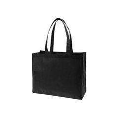 This tote bag comes in solid colors of black, red, royal, and natural. It has a large imprint size of 8"h x 12"w on either front or back of the tote. The Non-Woven Tote Bag is made of 100gm non-woven polypropylene. Custom Non-Woven Tote Bag in Black | Totes | Non-Woven Totes Black Square Canvas Shopping Bag, Black Canvas Shopping Bag With Reinforced Handles, Black Canvas Bag With Reinforced Handles For Shopping, Black Shoulder Bag With Reinforced Handles For Shopping, Large Black Canvas Shopping Bag, Black Eco-friendly Bags For Daily Use, Black Eco-friendly Bag For Daily Use, Large Black Shoulder Bag As Gift, Eco-friendly Black Bag For Daily Use