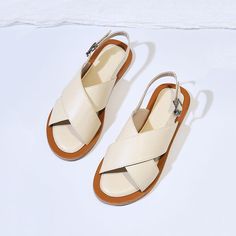 Babakud Simple Handmade Leather Casual Adjustable Buckle Sandals 2019 Jun New 35 Beige Beige Flat Slingback Sandals With Buckle, Beige Flat Slingback Sandals With Buckle Closure, Beige Leather Slingback Sandals For Vacation, Beige Open Toe Sandals With Strap, Cream Leather Slingback Sandals For Beach, Beige Slingback Sandals With Single Toe Strap For Beach, Beige Slingback Sandals For Beach With Single Toe Strap, Adjustable Beige Open Toe Slingback Sandals, Beige Strap Sandals For Beach