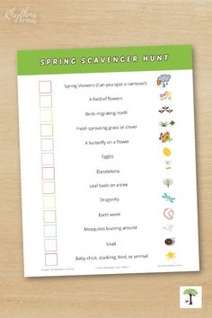 a printable spring scavenger hunt for kids