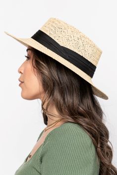 Newport Hat in Fawn Holley Girl Adjustable Black Straw Hat Made Of Paper Straw, Casual Straw Hat Bands For Travel, Casual Straw Hat For Vacation, Black Panama Hat For Summer Travel, Classic Woven Panama Hat For Vacation, Black Toquilla Straw Fedora For The Beach, Black Straw Hat For Summer Travel, Black Straw Panama Hat For Travel, Black Toquilla Straw Panama Hat For Summer