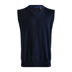 Cotton and Silk Blend V-Neck Sweater Vest in Navy by Viyella Luxury Men's V-neck Vest, Luxury Men's Sweater Vest For Fall, Luxury Classic Men's V-neck Sweater, Luxury Classic Men's Sweater Vest, Classic Cotton V-neck Tank Top, Sleeveless Sweater Outfit Winter, Classic V-neck Top For Layering, Classic Tank Top For Layering, Classic V-neck Sweater For Layering