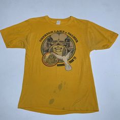 77 E L P Works tour shirt distressed yellow. There are permanent stains on this shirt and a couple smaller pin holes, please see images. Chest-17 Length-25 Shoulder-16 Emerson Lake & Palmer, P Words, Dream Jeans, Vintage Levis 501, Santa Fe Nm, Small Pin, Tour Shirt, 1980s Vintage, Color Stripes