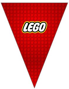 a red lego triangle with the word lego on it