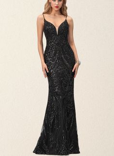 Emelia Sheath/Column V-Neck Floor-Length Satin Sequin Evening Dress UKP0021179 Fabric:: Satin,Sequin Length:: Floor-Length Neckline:: V-Neck Straps&Sleeves:: Sleeveless,SpaghettiStraps Silhouette:: Sheath/Column FullyLined:: Yes Built-InBra:: Yes Boning:: No Features:: NoLegSlit,Convertible BackStyle:: BackZip,StrapDetail ModelName:: Hailey Height:: 5.8ft（176cm） Bust:: 32in（82cm） Waist:: 24in（61cm） Hips:: 35in（89cm） WearingSize:: US4/EU36 ModelName:: Mafe Height:: 5.7ft（173cm） Bust:: 43in（110cm） Waist:: 37in（94cm） Hips:: 48in（124cm） WearingSize:: CustomSize This dress could be custom made, there are no extra cost to do custom size and color. Sequin V-neck Prom Dress, Black V-neck Evening Dress With Sequins, Black Sequined V-neck Evening Dress, V-neck Sequin Dress For Banquet, Sequined V-neck Maxi Dress, Black V-neck Sequin Dress With Contrast Sequins, Sequin V-neck Dress For Banquet, Embellished V-neck Fall Dresses, Fall Embellished V-neck Dresses